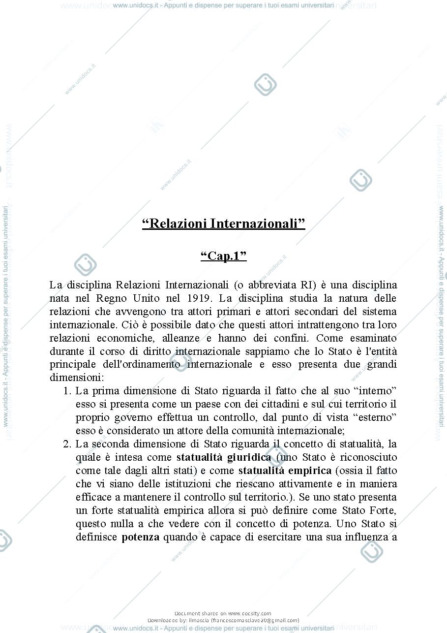 Anteprima pagina 2 — Relazioni Internazionali/Riassunto manuale sorensen