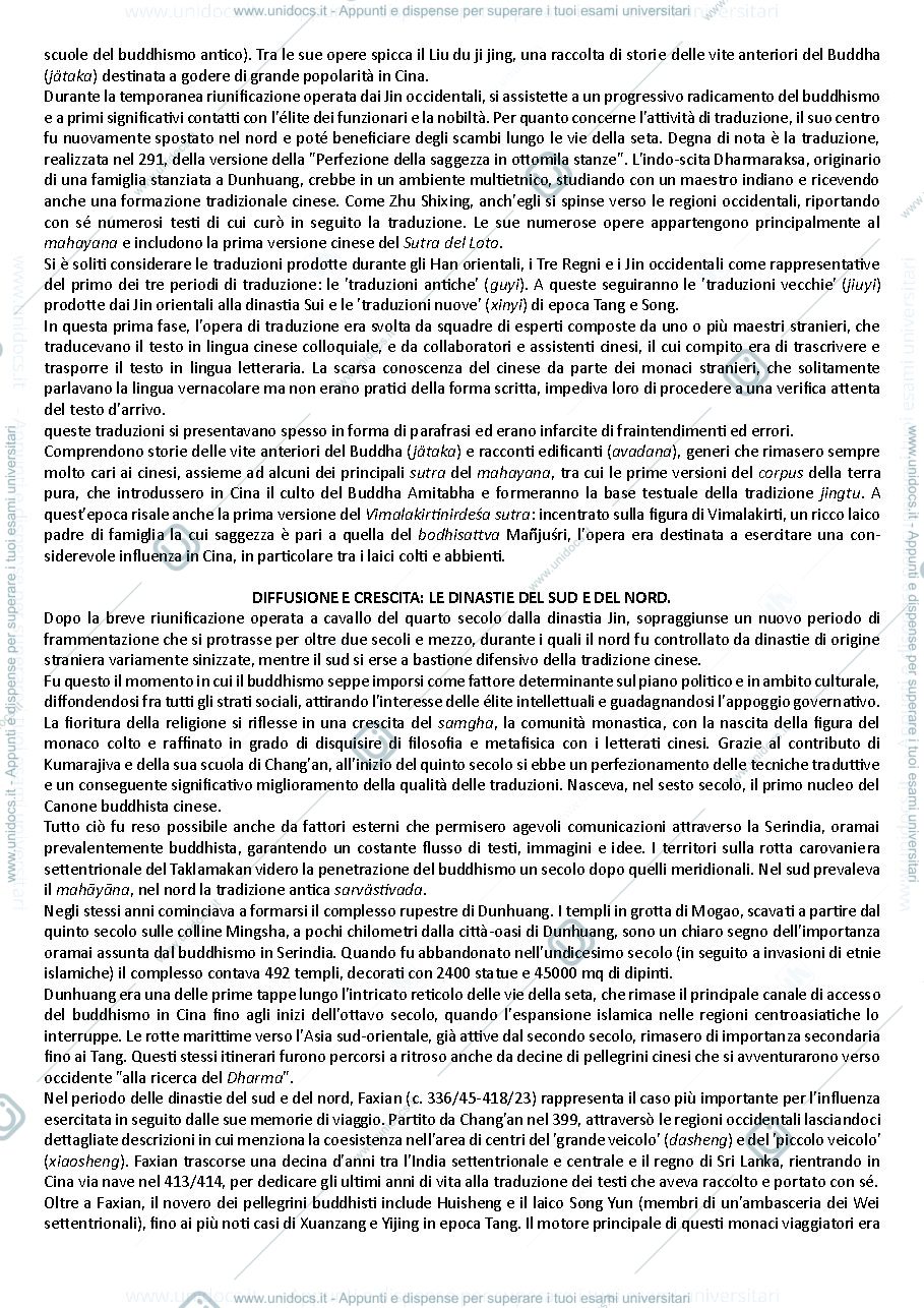 Anteprima pagina 3 — Riassunto Il Buddhismo Cinese (Fili di Seta)