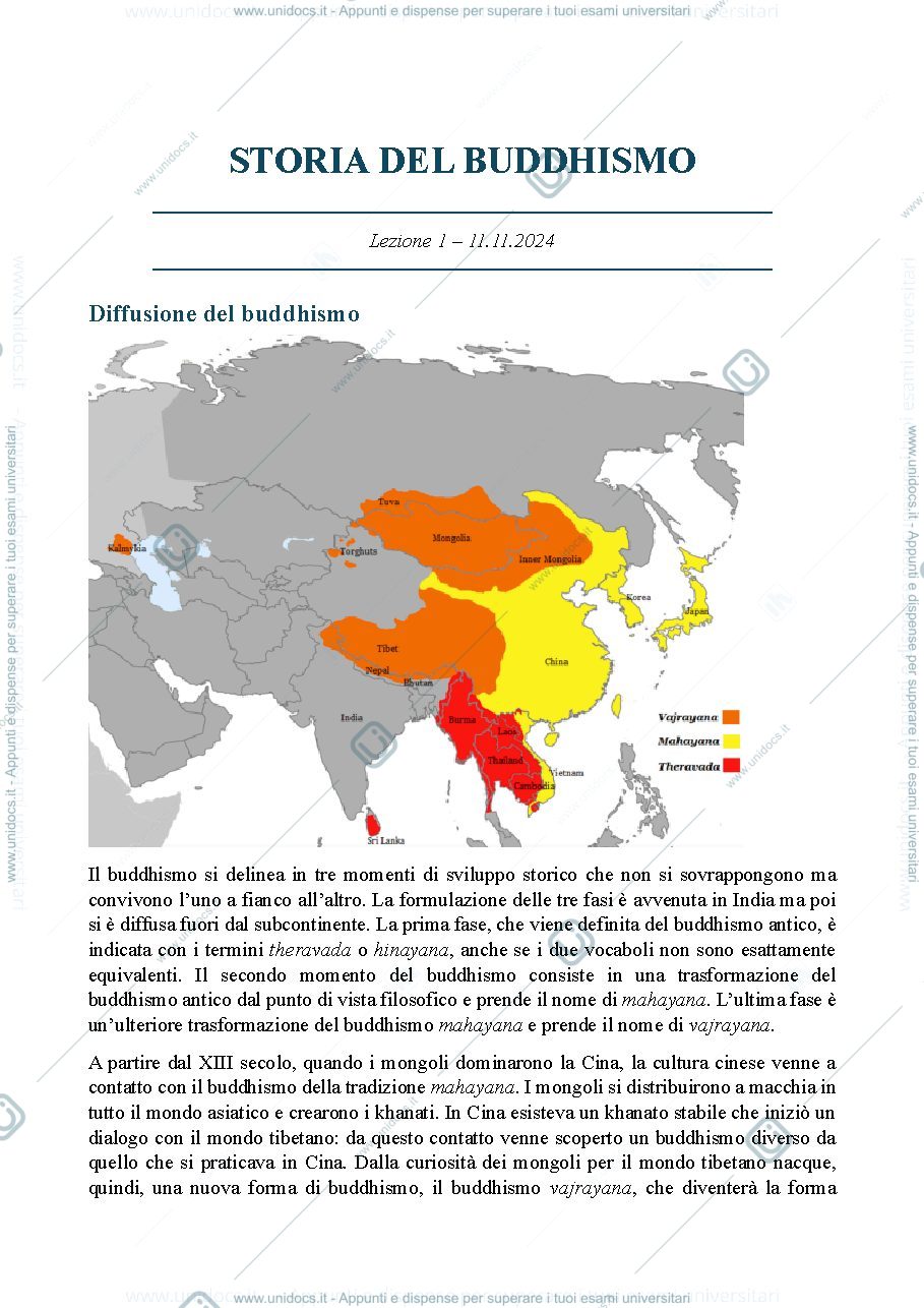 Anteprima pagina 1 — Appunti Storia del Buddhismo a.a. 2024/2025