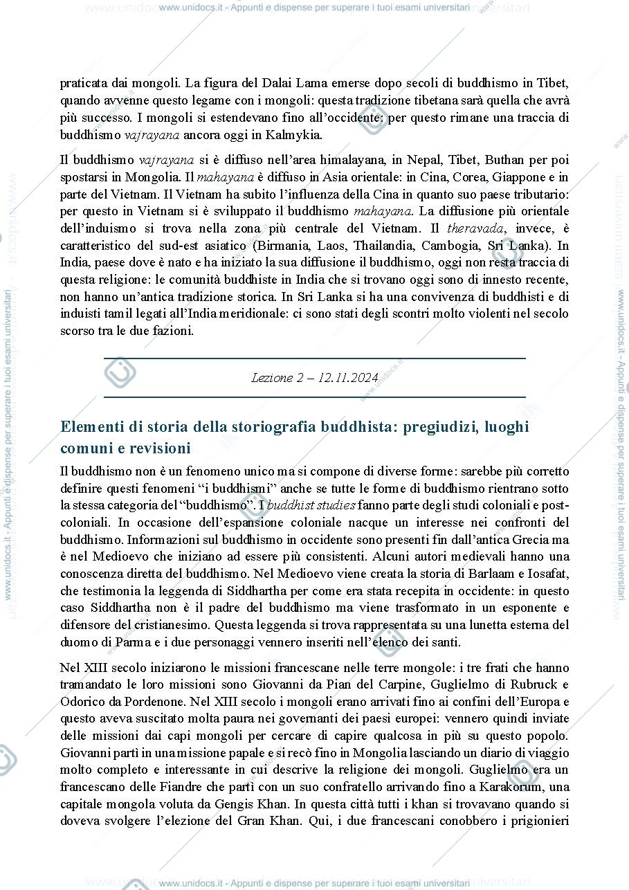 Anteprima pagina 2 — Appunti Storia del Buddhismo a.a. 2024/2025