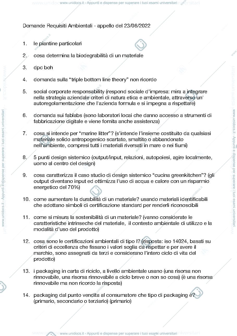 Anteprima pagina 1 — Domande esempio
