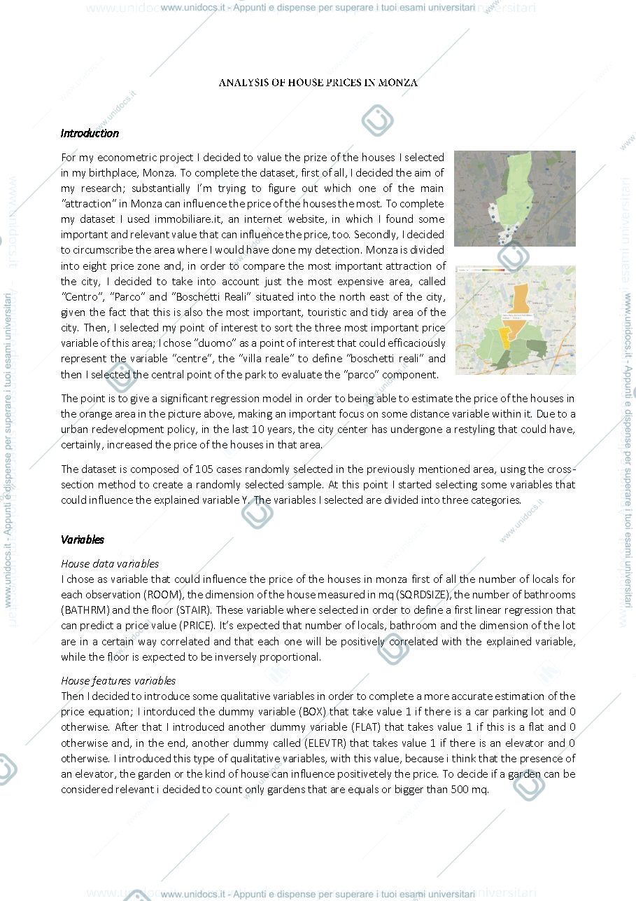 Anteprima pagina 1 — Project Research methods econometric analysis