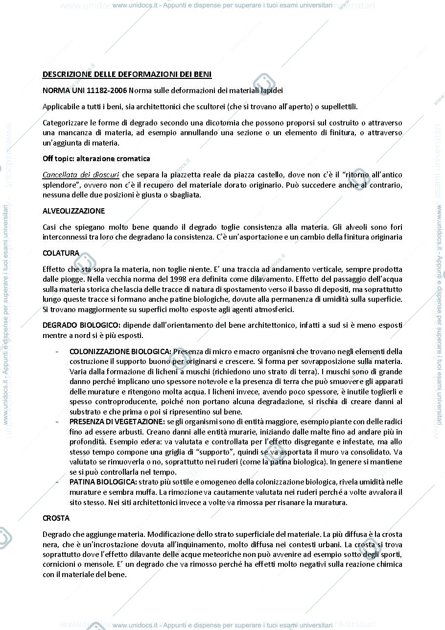 Anteprima pagina 1 — DESCRIZIONE DELLE DEFORMAZIONI DEI BENI