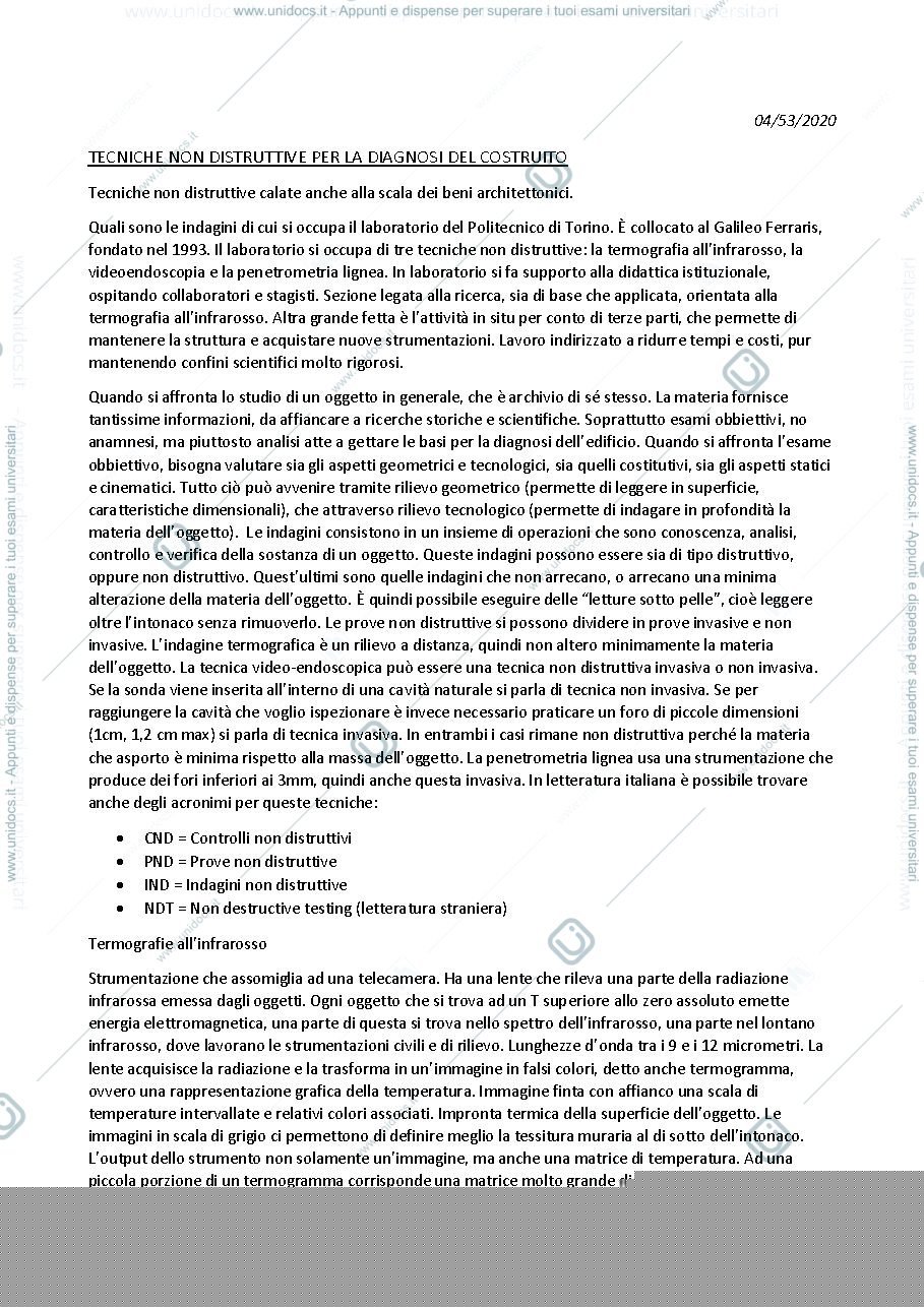 Anteprima pagina 1 — TECNICHE NON DISTRUTTIVE PER LA DIAGNOSI DEL COSTRUITO