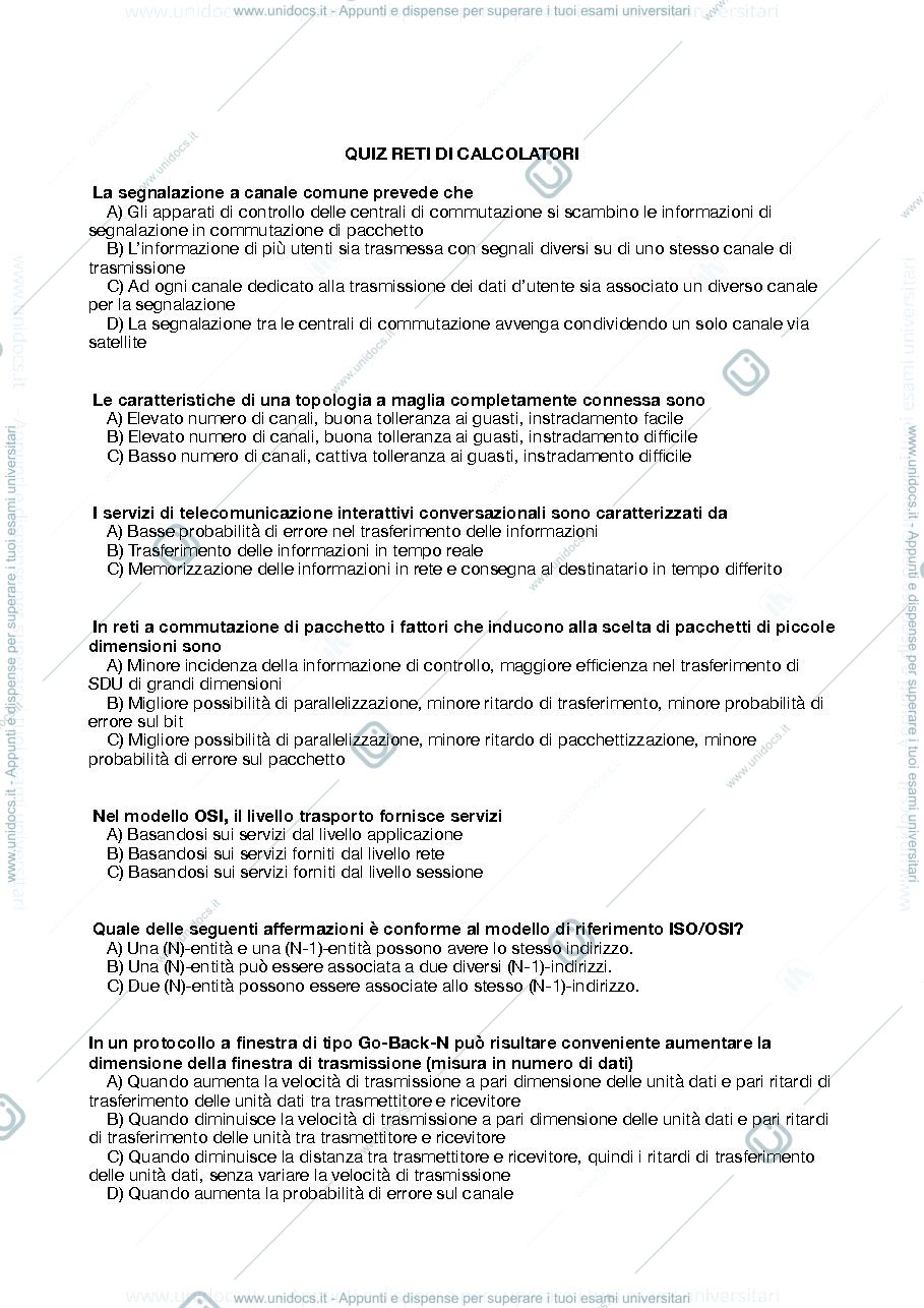 Anteprima pagina 1 — Quiz d'esame