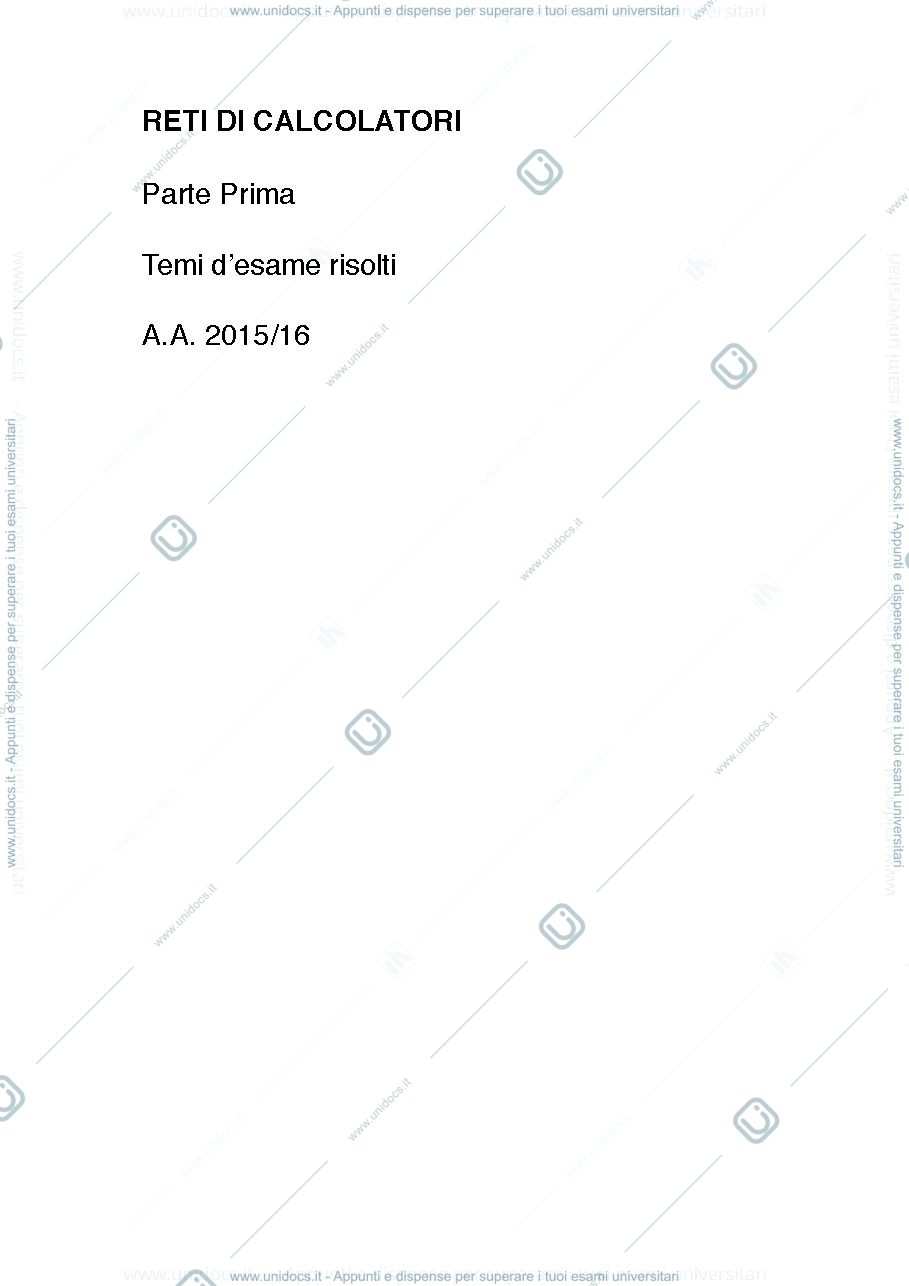 Anteprima pagina 1 — Problemi Reti di calcolatori
