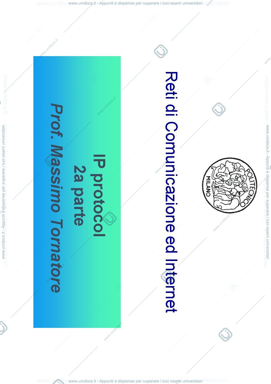 Anteprima pagina 1 — Indizzamento IP (L3) lezioni prof: Tornatore Massimo