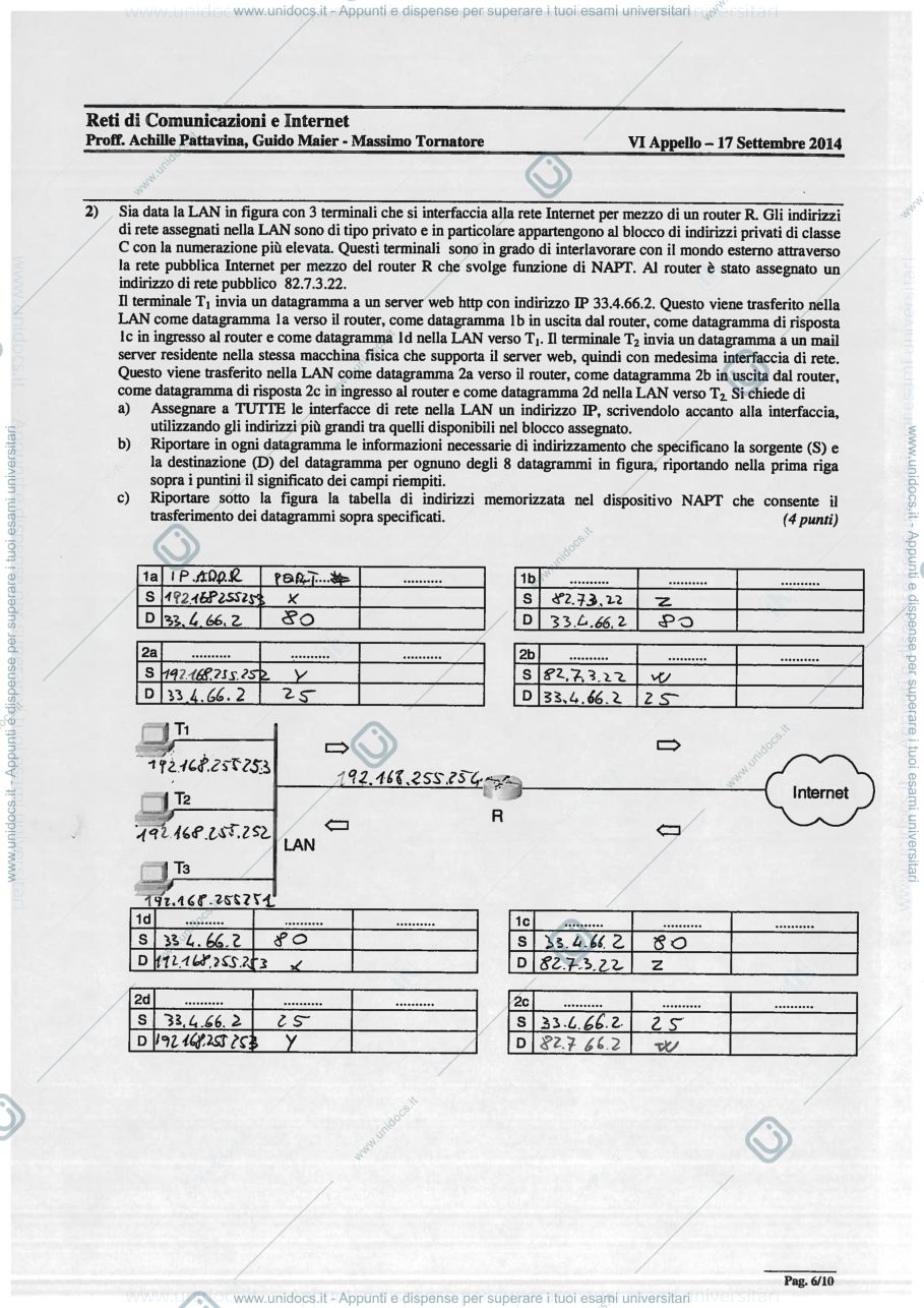 Anteprima pagina 1 — NAT esercizi prof: Tornatore Massimo