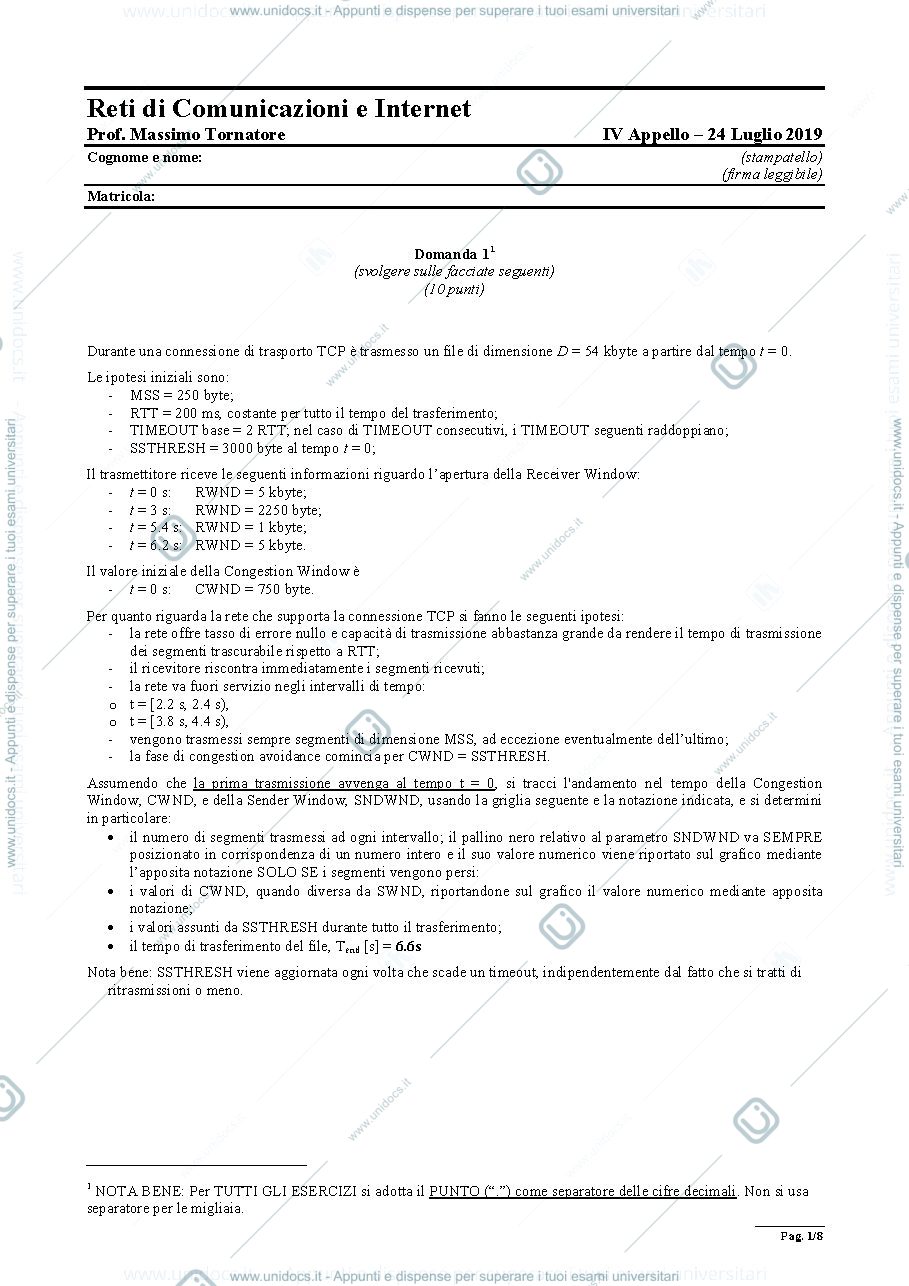 Anteprima pagina 1 — Esame Luglio 2019 esami prof: Tornatore Massimo