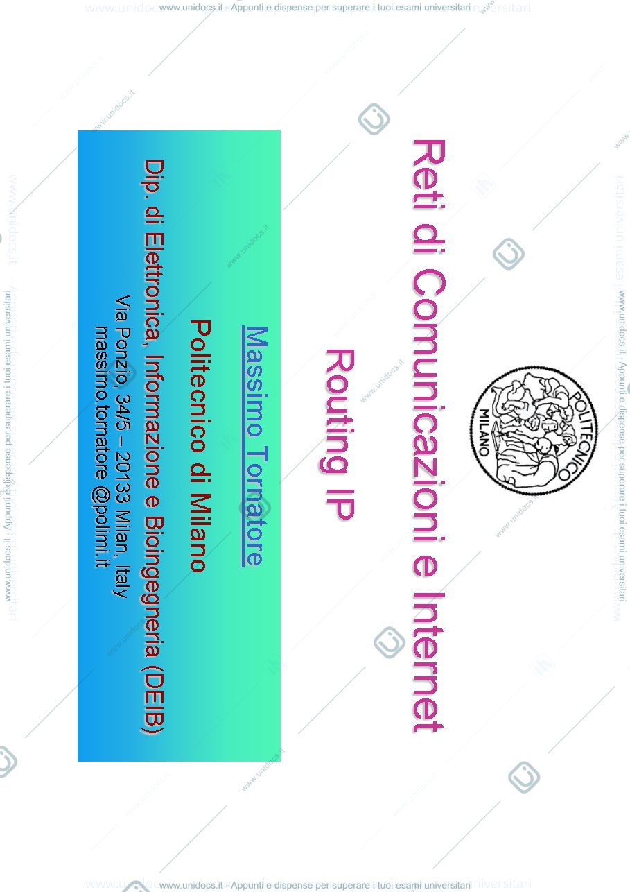 Anteprima pagina 1 — Routing IP lezioni prof: Tornatore Massimo
