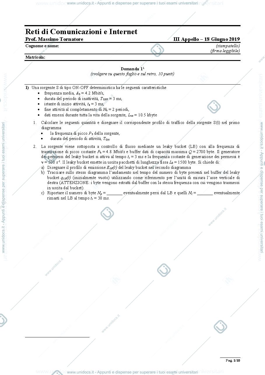 Anteprima pagina 1 — Esame Giugno 2019 esami prof: Tornatore Massimo