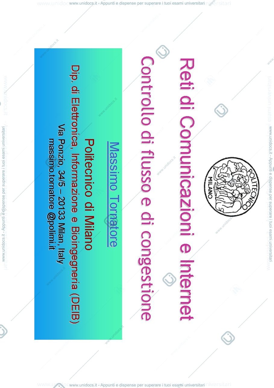 Anteprima pagina 1 — Controllo di Flusso - Leaky e Token Bucket lezioni prof: Tornatore Massimo