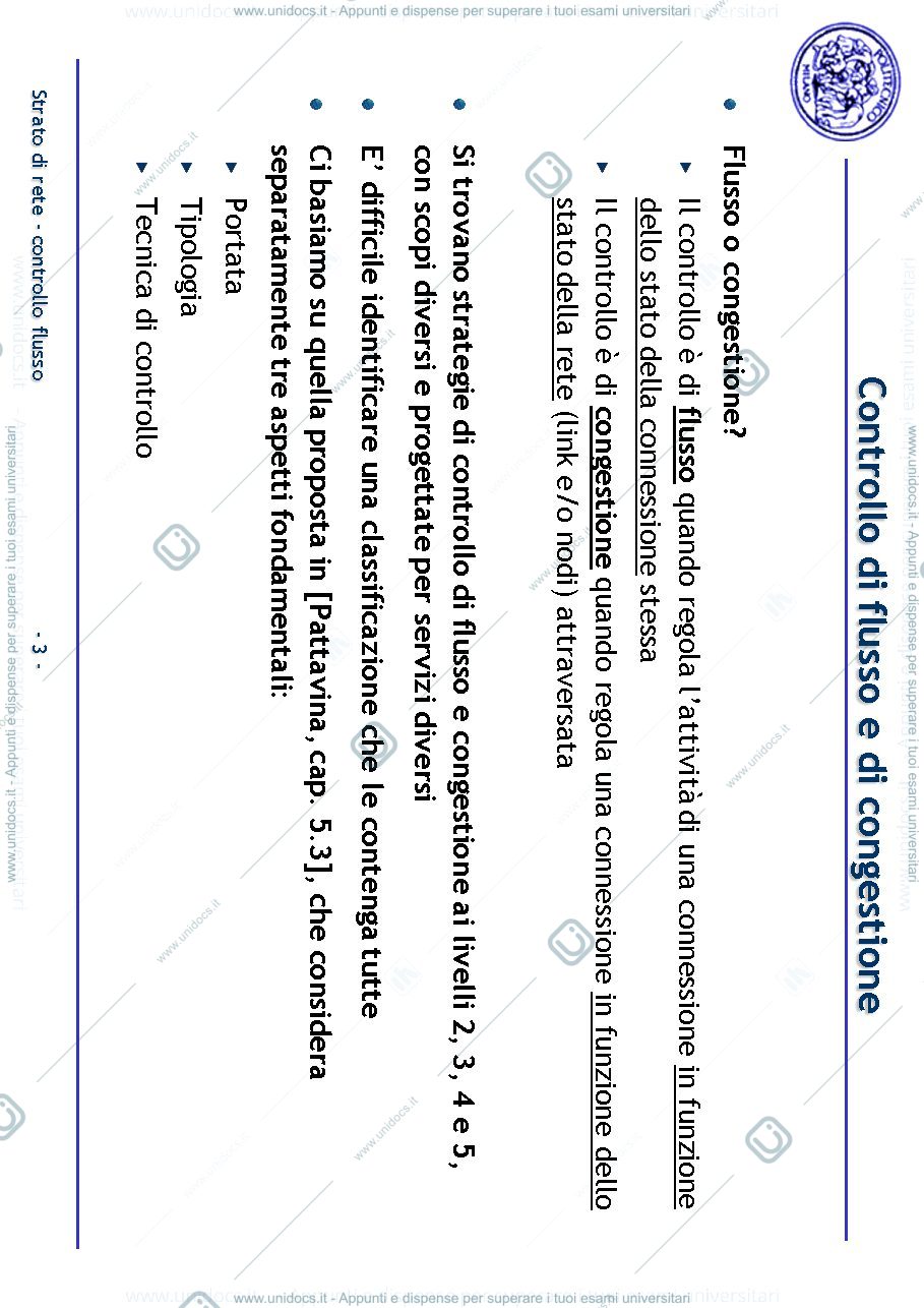 Anteprima pagina 3 — Controllo di Flusso - Leaky e Token Bucket lezioni prof: Tornatore Massimo