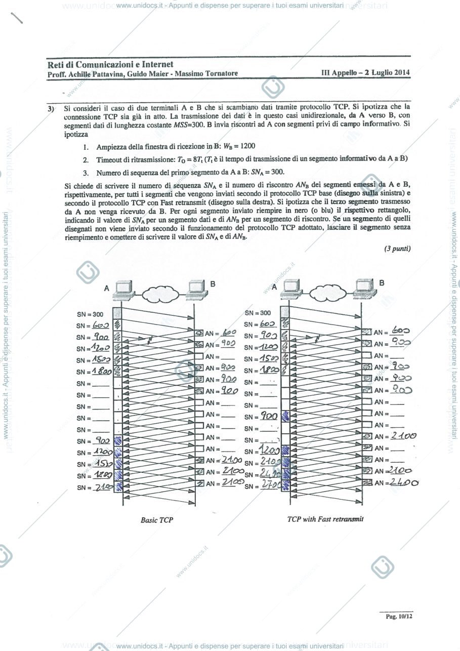 Anteprima pagina 1 — TCP esercizi prof: Tornatore Massimo