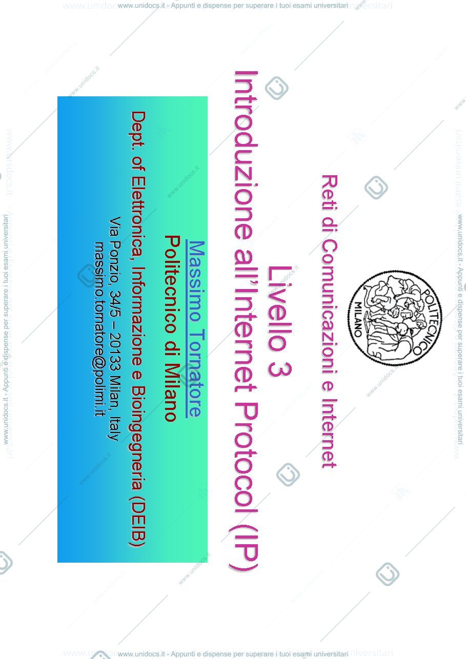 Anteprima pagina 1 — Intro a IP (L3) lezioni prof: Tornatore Massimo