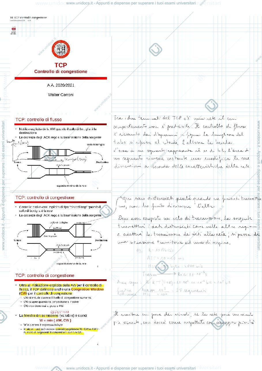 Anteprima pagina 1 — tcp controllo congestione
