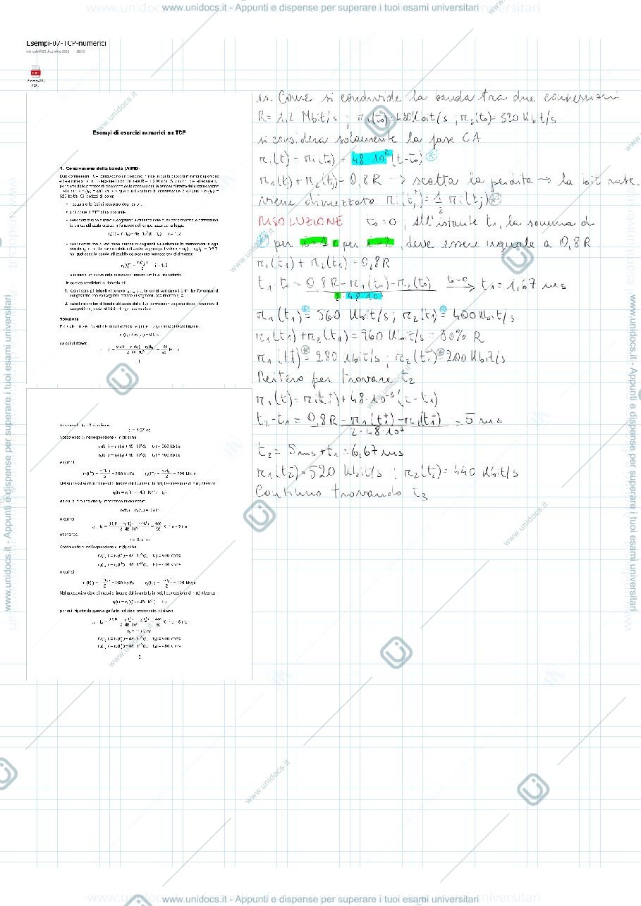 Anteprima pagina 1 — esempi numerici tcp