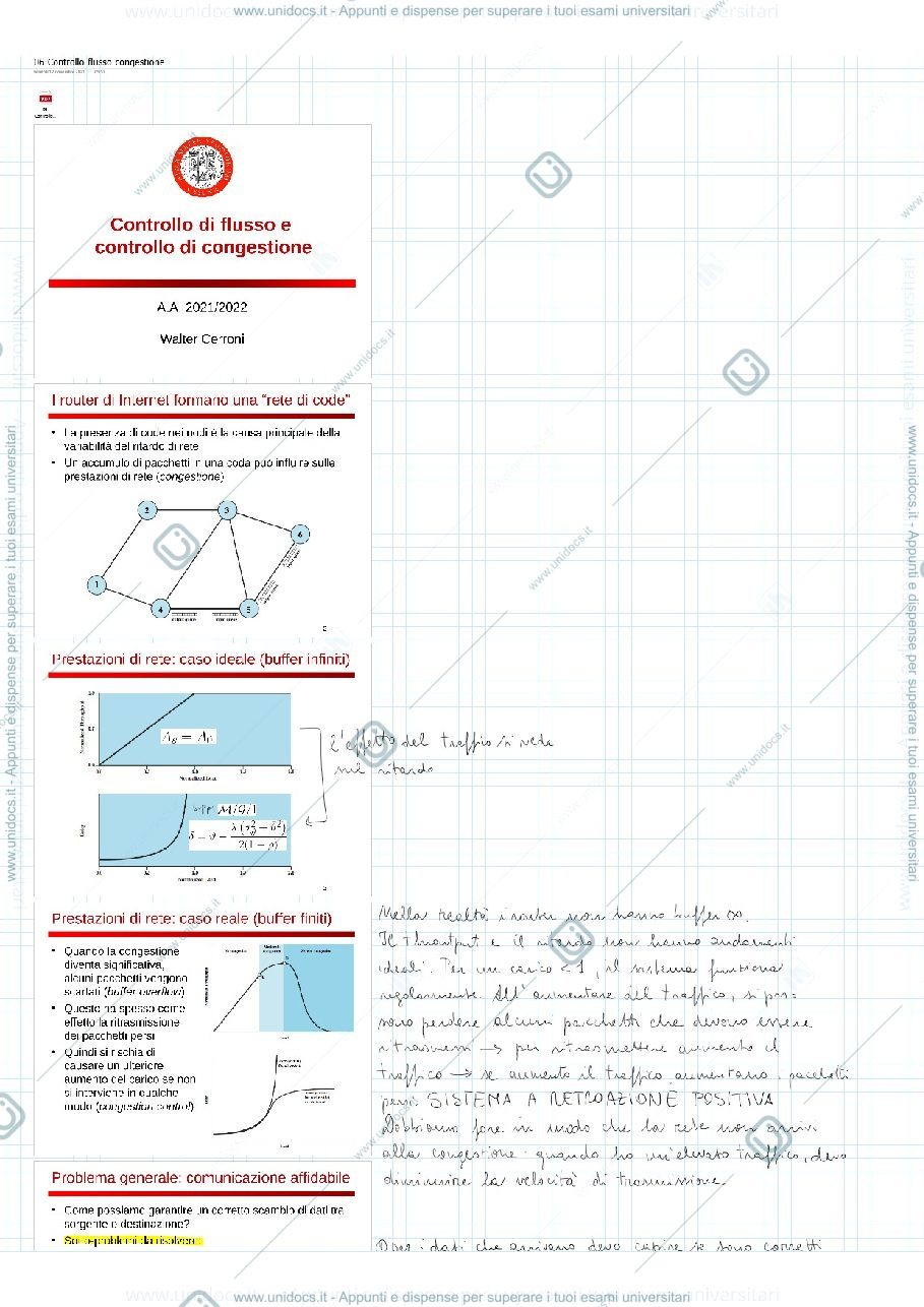 Anteprima pagina 1 — controllo flusso e congestione