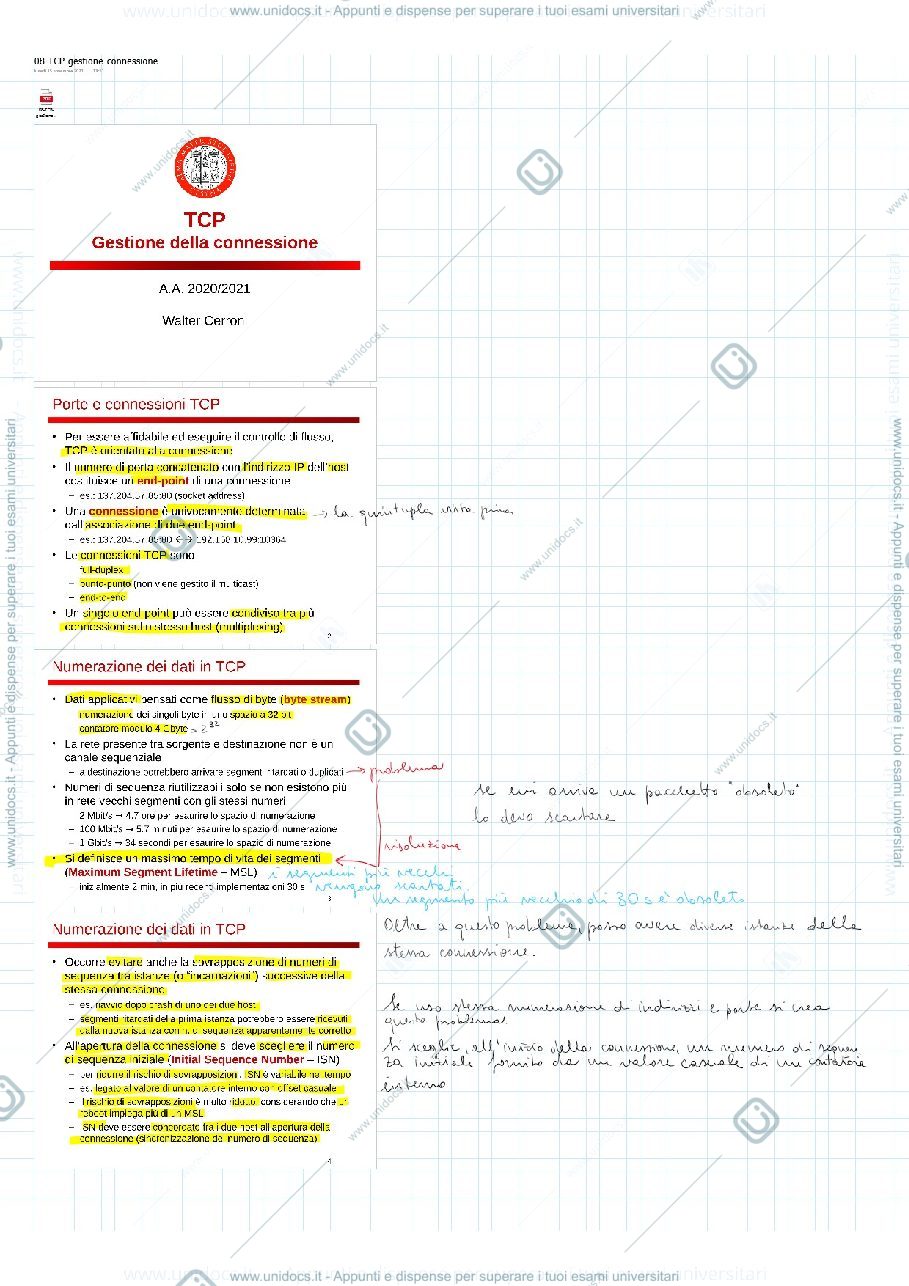Anteprima pagina 1 — TCP gestione connessione