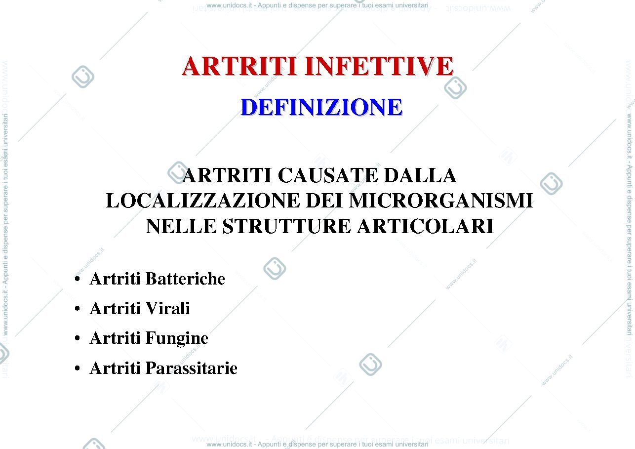 Anteprima pagina 1 — artriti infettive