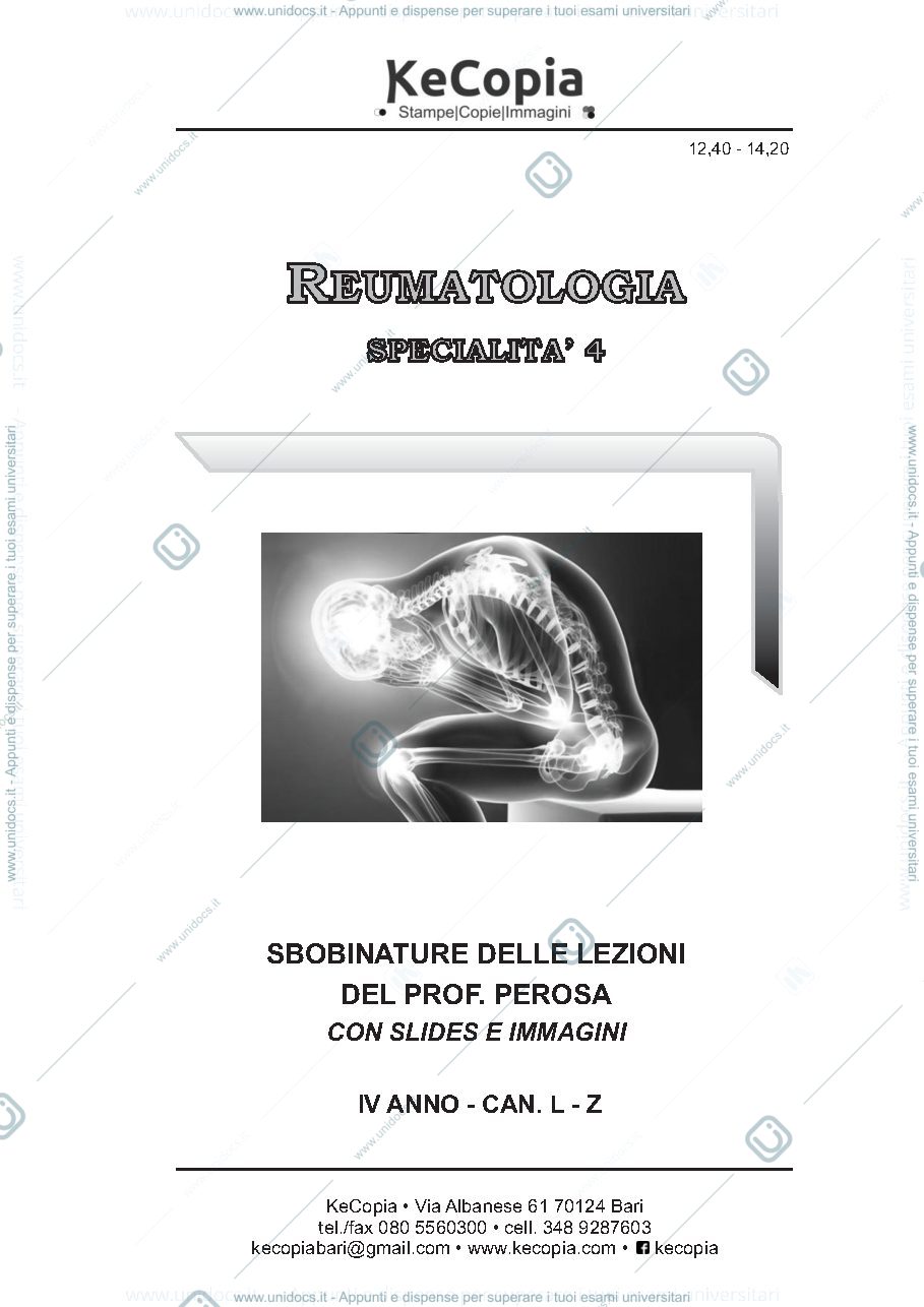 Anteprima pagina 1 — Dispensa reumatologia 