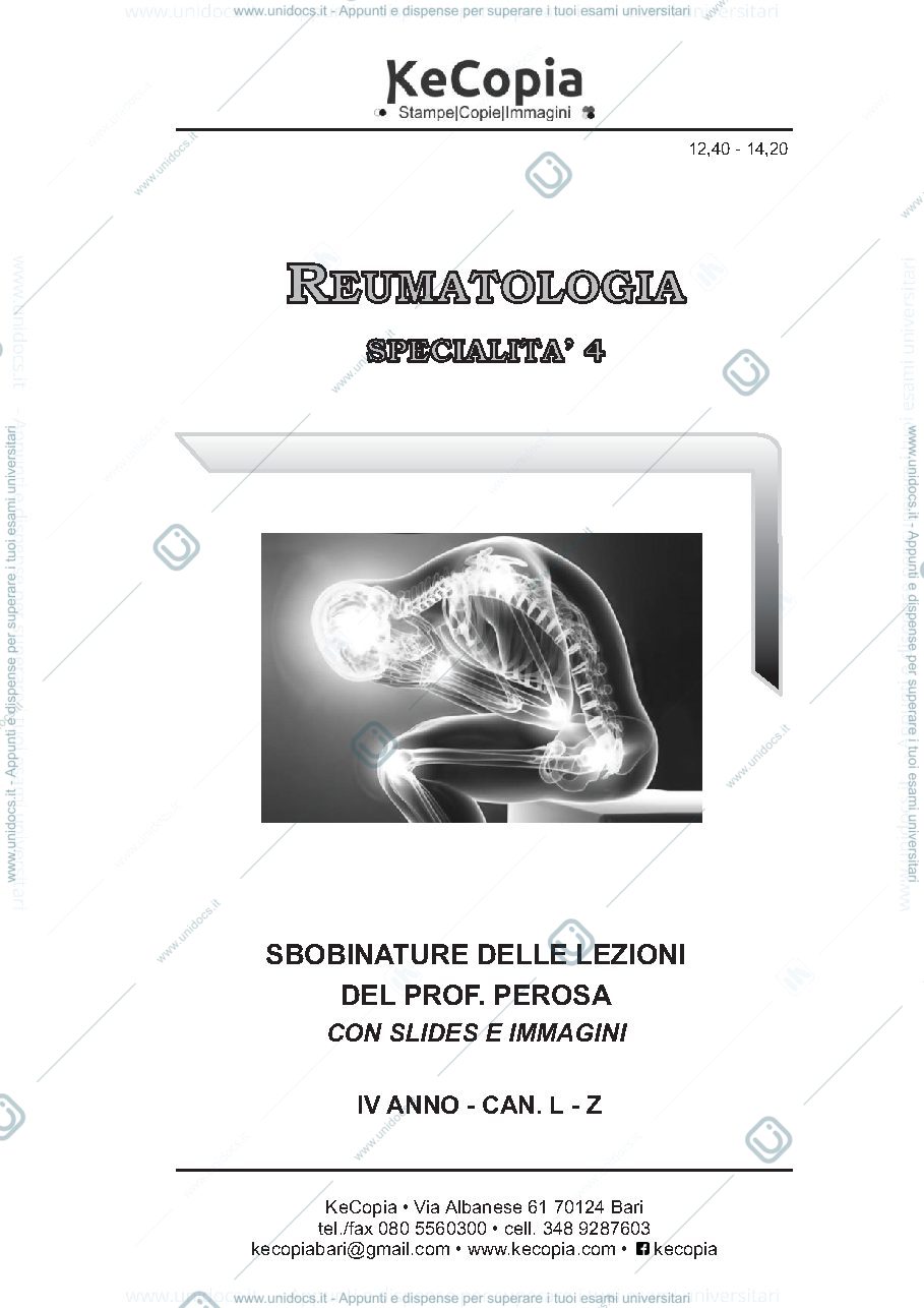 Anteprima pagina 1 — Dispensa di reumatologia uniba