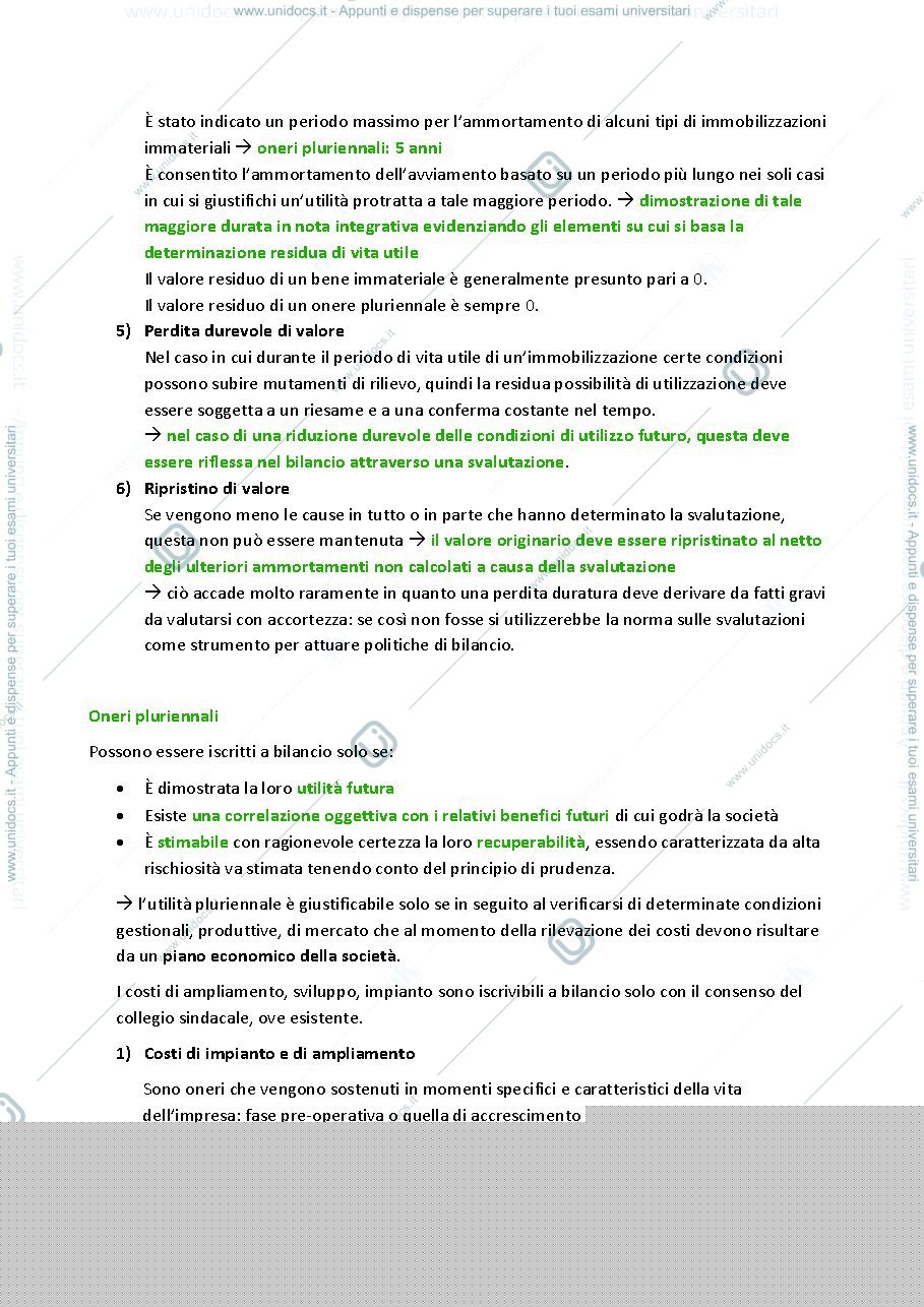 Anteprima pagina 2 — immobilizzazioni immateriali