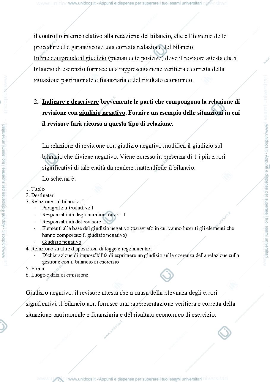 Anteprima pagina 2 — Esempi di esame prof. Giorgio Rusticali Revisione aziendale