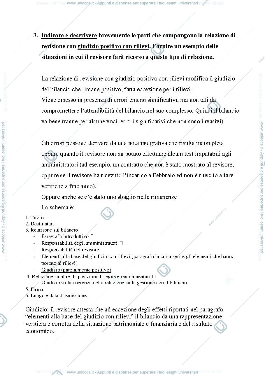 Anteprima pagina 3 — Esempi di esame prof. Giorgio Rusticali Revisione aziendale
