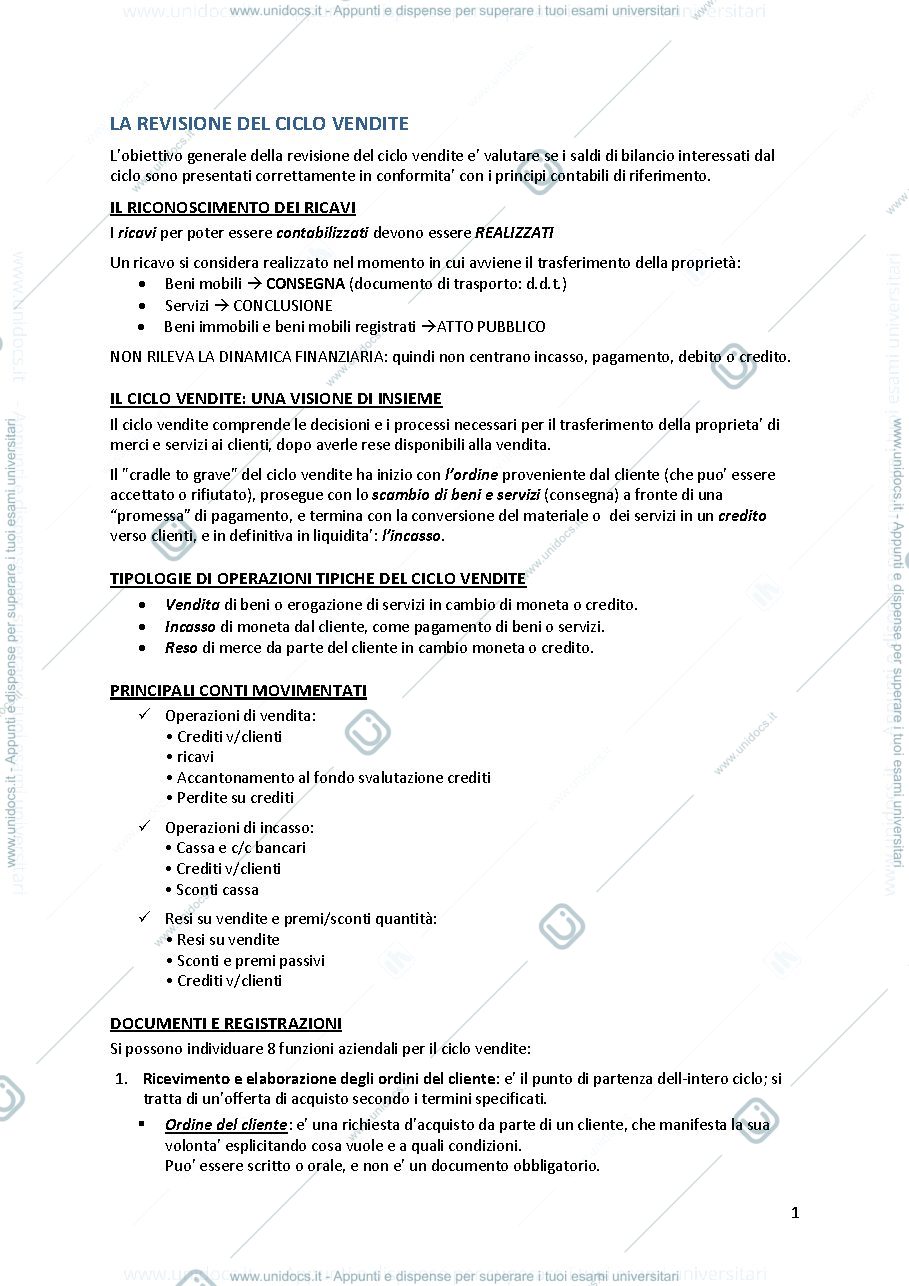 Anteprima pagina 1 — Revisione Aziendale Prof. Giorgio Rusticali 