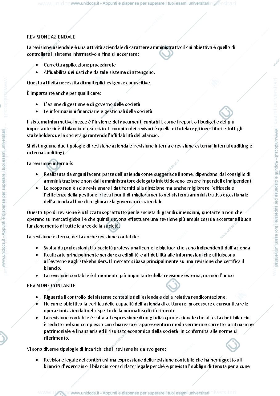 Anteprima pagina 1 — REVISIONE AZIENDALE