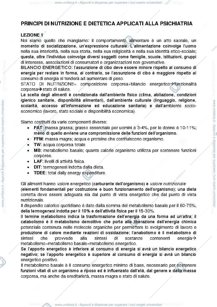 Anteprima pagina 1 — principi di nutrizione e dietetica applicati alla psichiatria