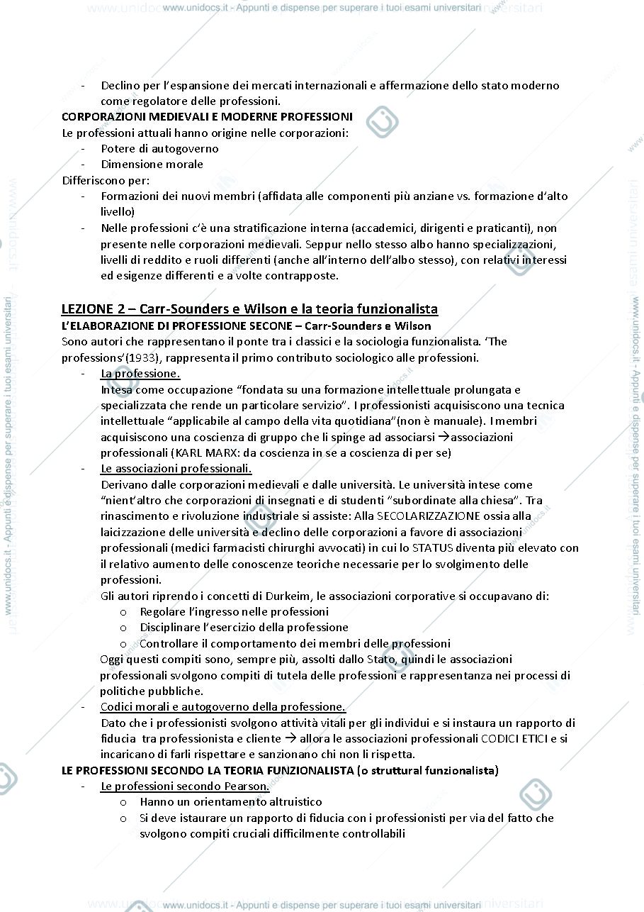 Anteprima pagina 3 — riassunto esame sociologia delle professione
