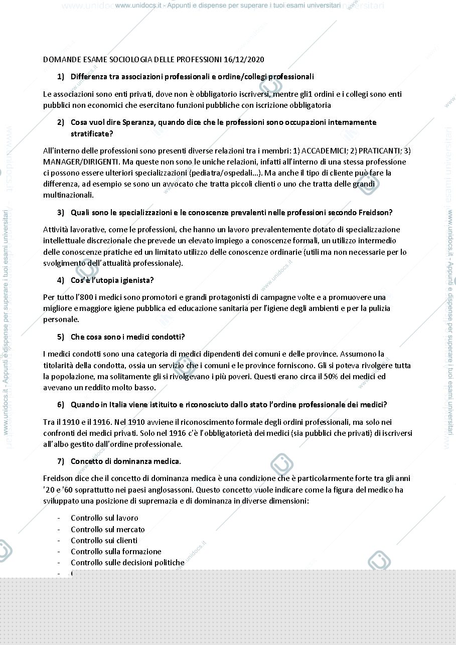 Anteprima pagina 1 — domande sociologia delle professioni Neri