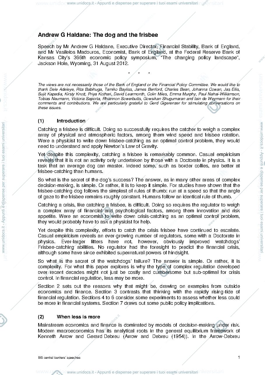 Anteprima pagina 1 — Risk Management notes