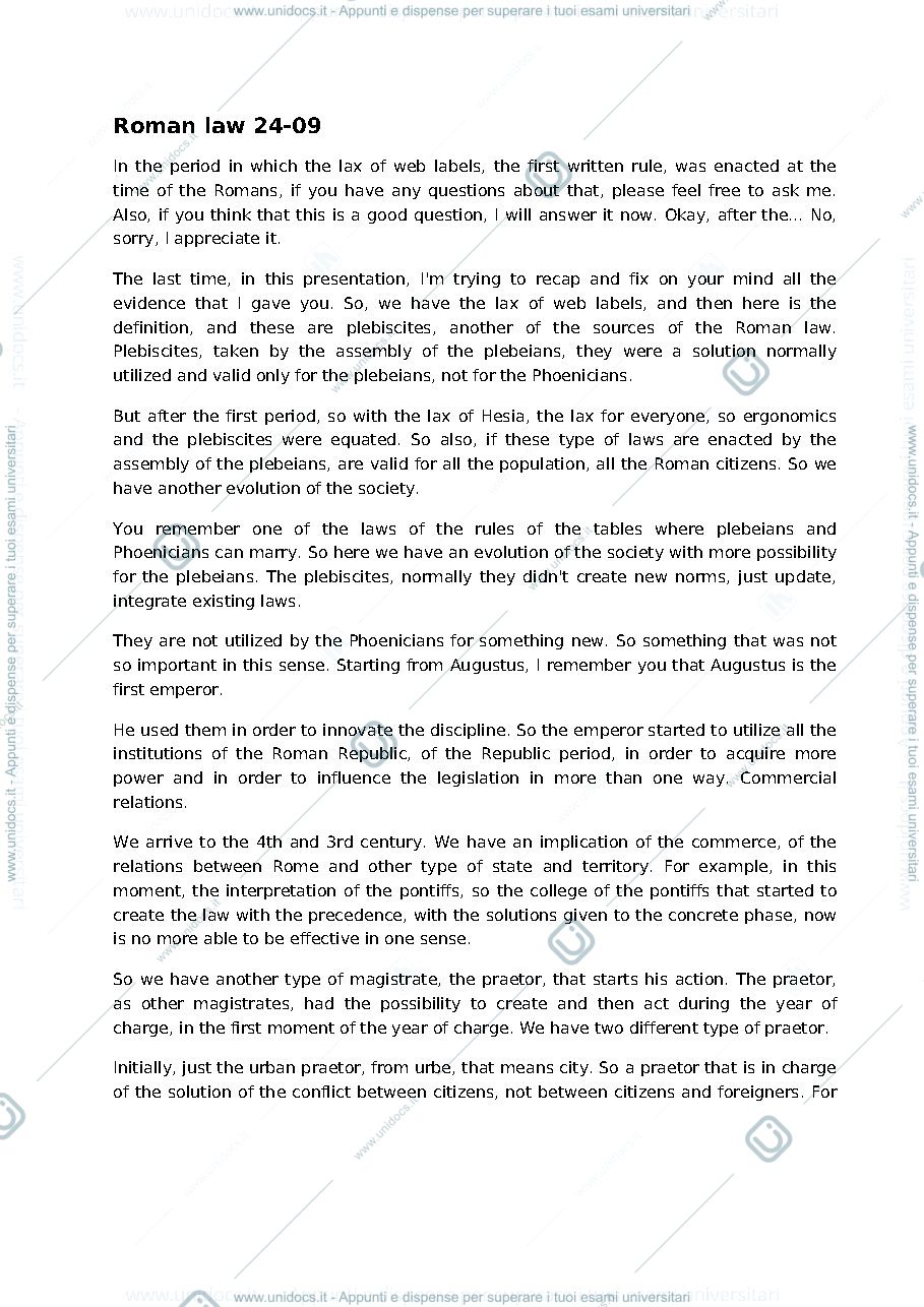 Anteprima pagina 1 — Roman law