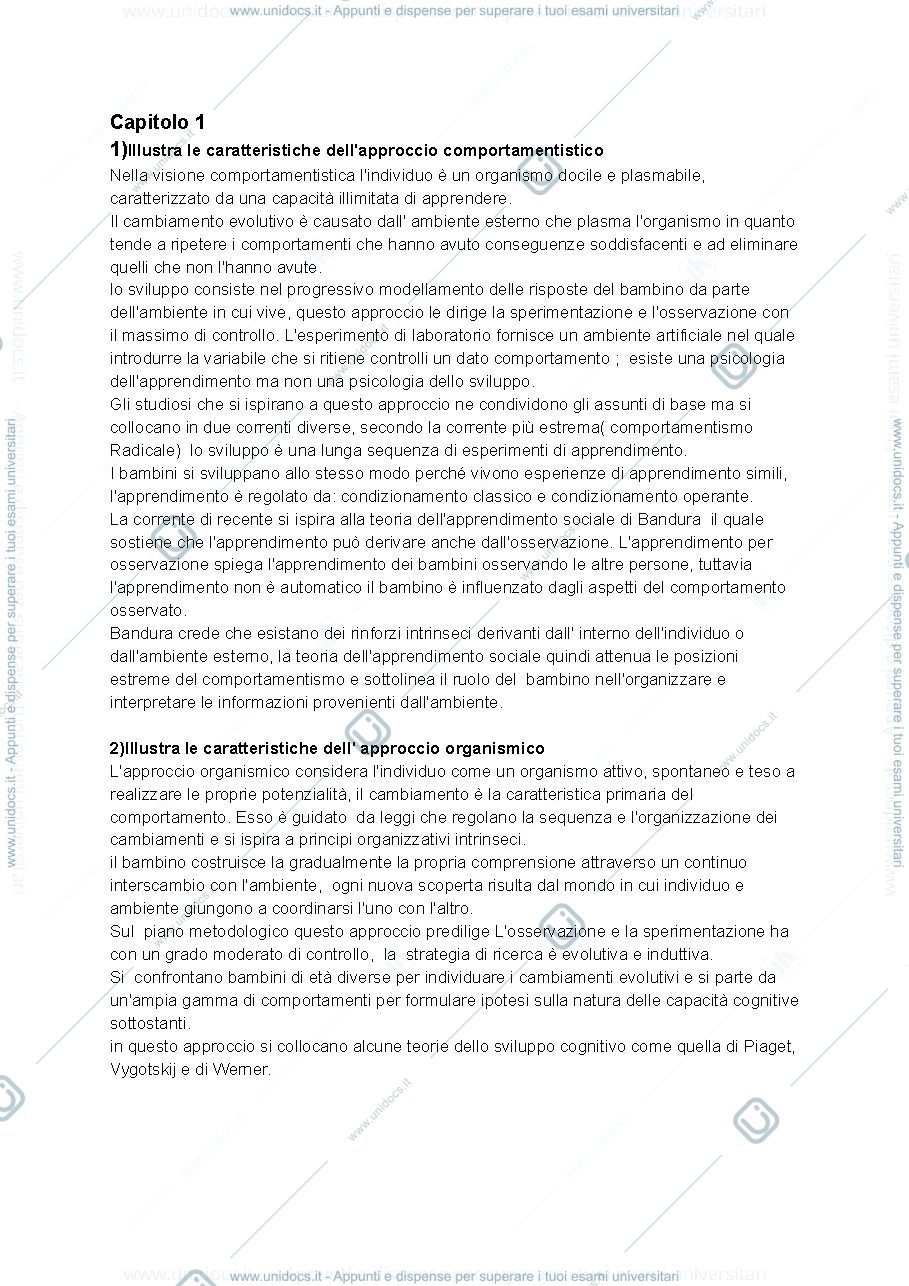 Anteprima pagina 1 — Psicologia dello sviluppo domande d'esame 