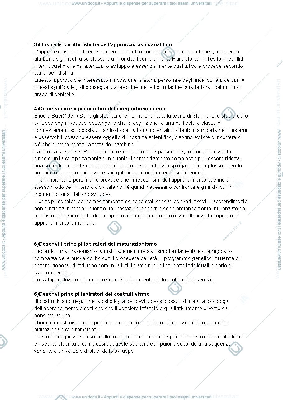 Anteprima pagina 2 — Psicologia dello sviluppo domande d'esame 