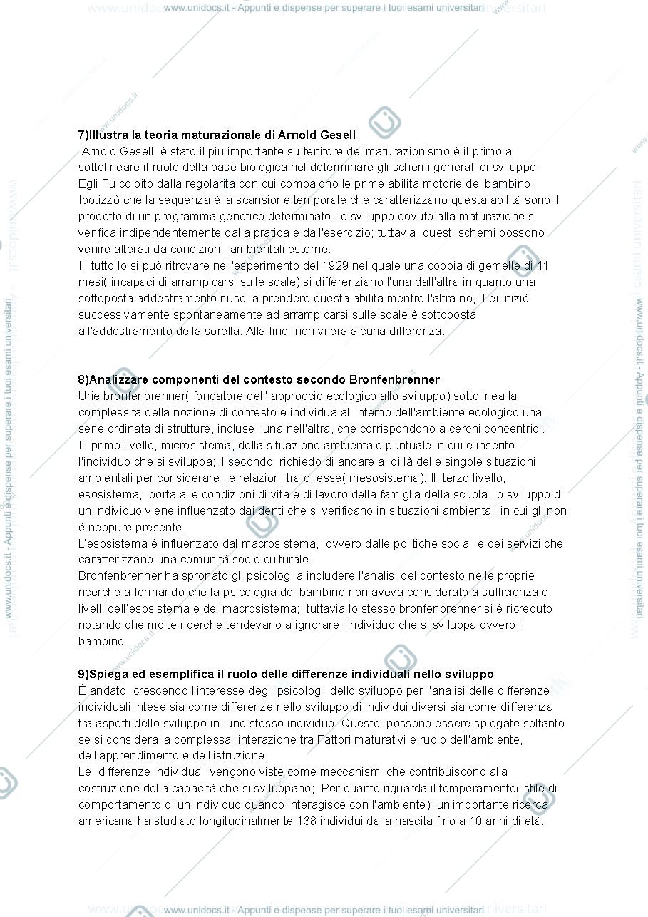 Anteprima pagina 3 — Psicologia dello sviluppo domande d'esame 