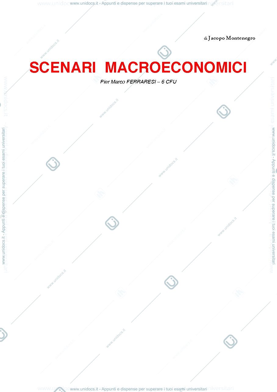 Anteprima pagina 1 — Appunti scenari macroeconomici