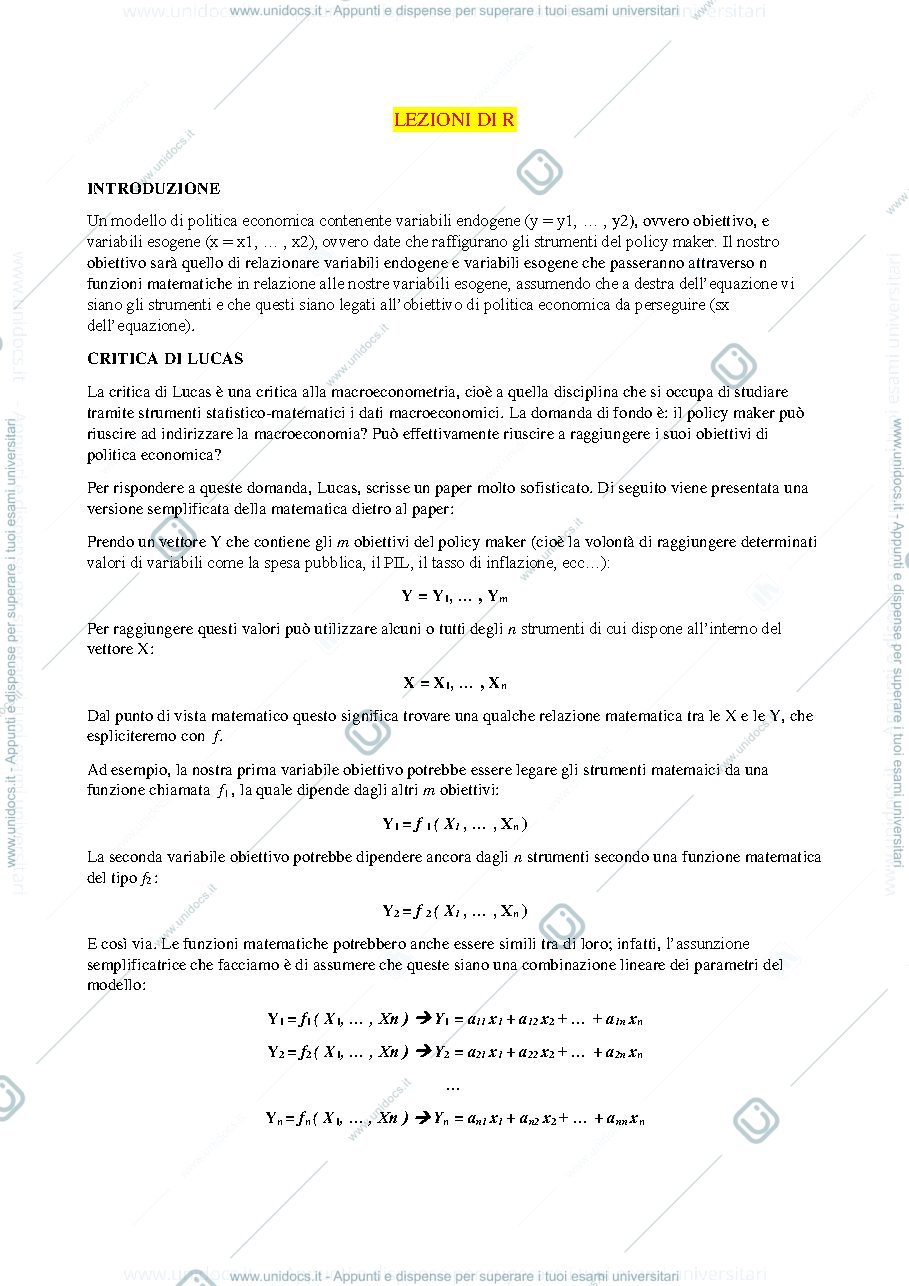Anteprima pagina 1 — Lezioni di R