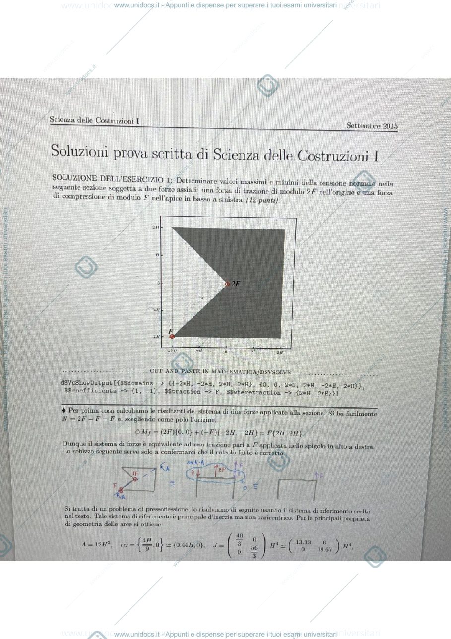 Anteprima pagina 1 — Esame svolto settembre 2015