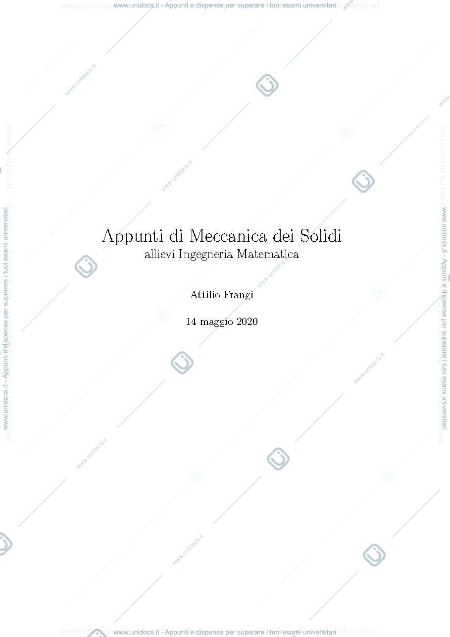 Anteprima pagina 1 — Dispense Meccanica dei Solidi