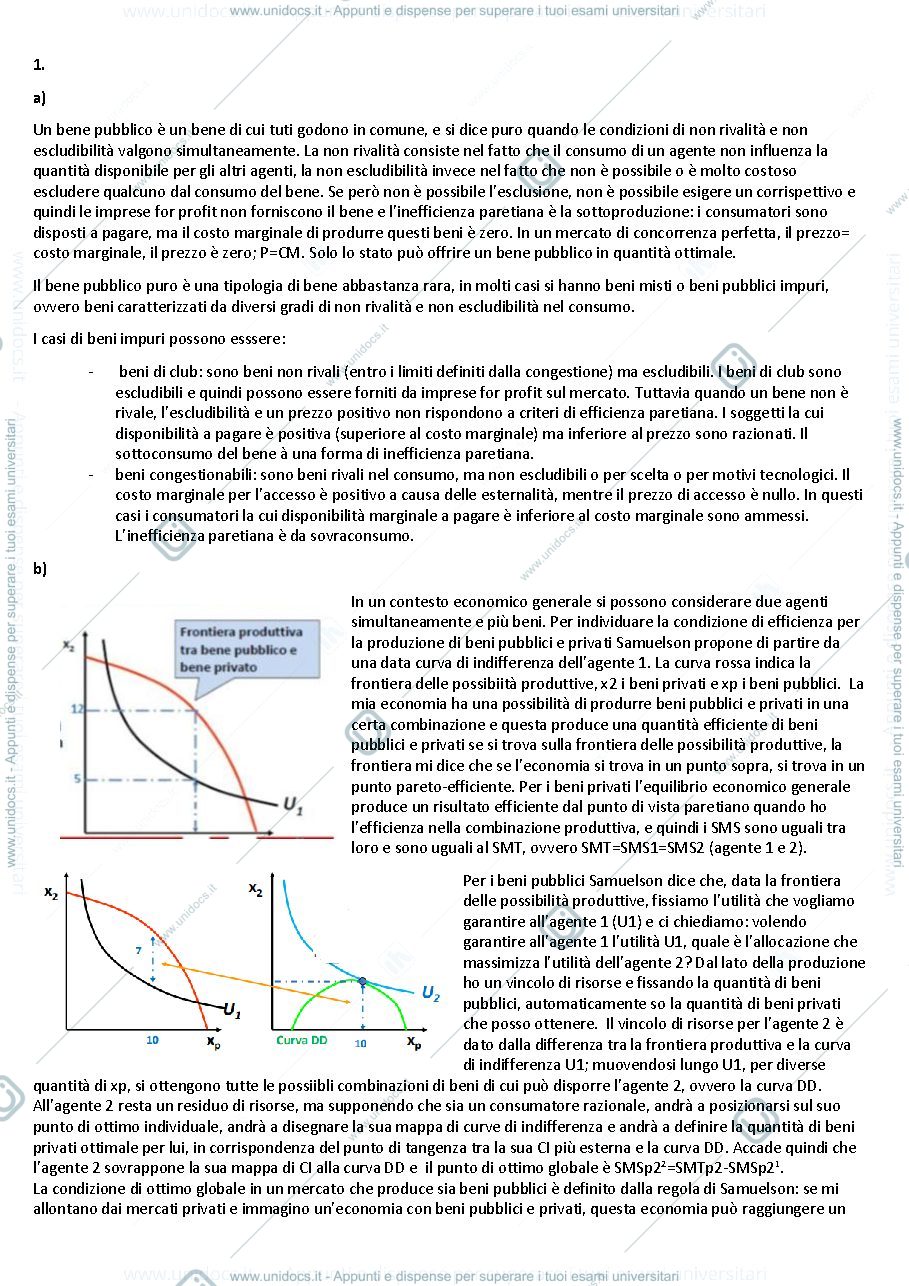 Anteprima pagina 1 — Scienza delle finanze - domande di esame prof. Ugolini Cristina