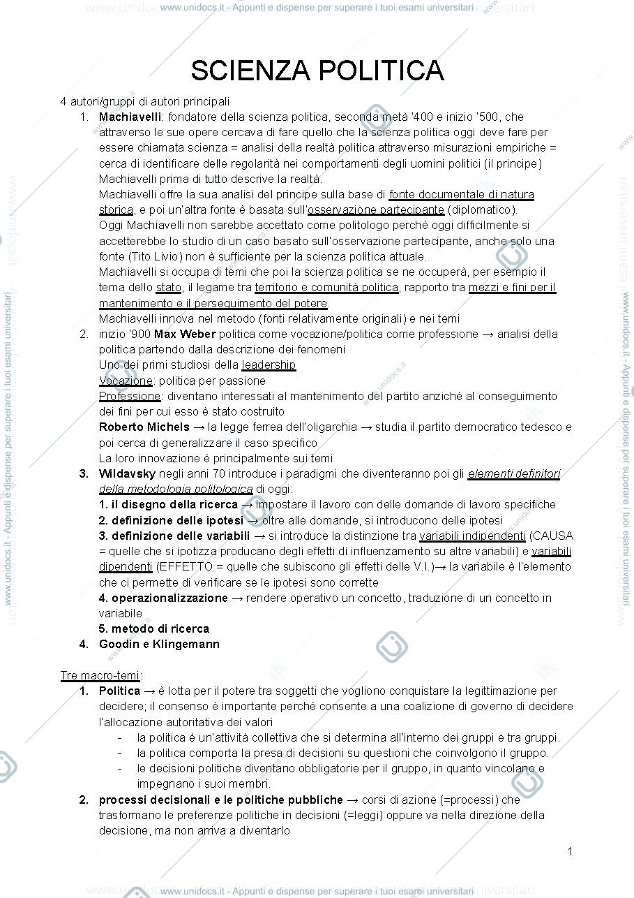 Anteprima pagina 1 — appunti completi scienza politica modulo A a.a. 2022/23 prof. Graziano