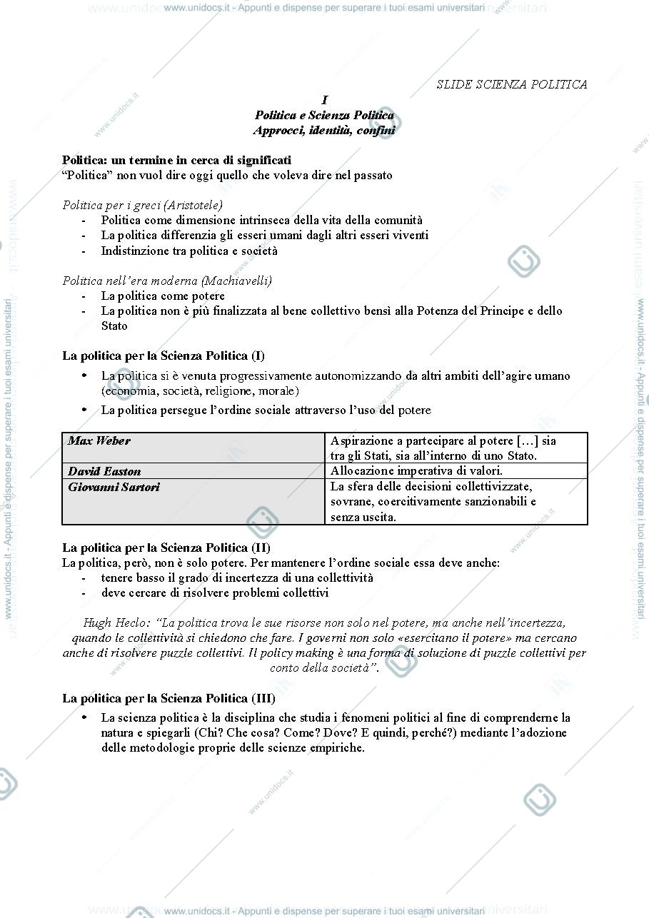 Anteprima pagina 1 — scienza politica slide 