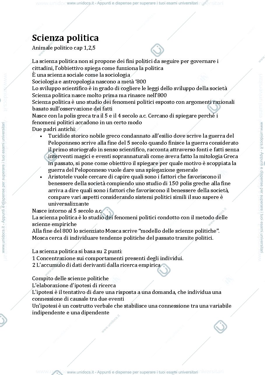 Anteprima pagina 1 — Scienza politica 