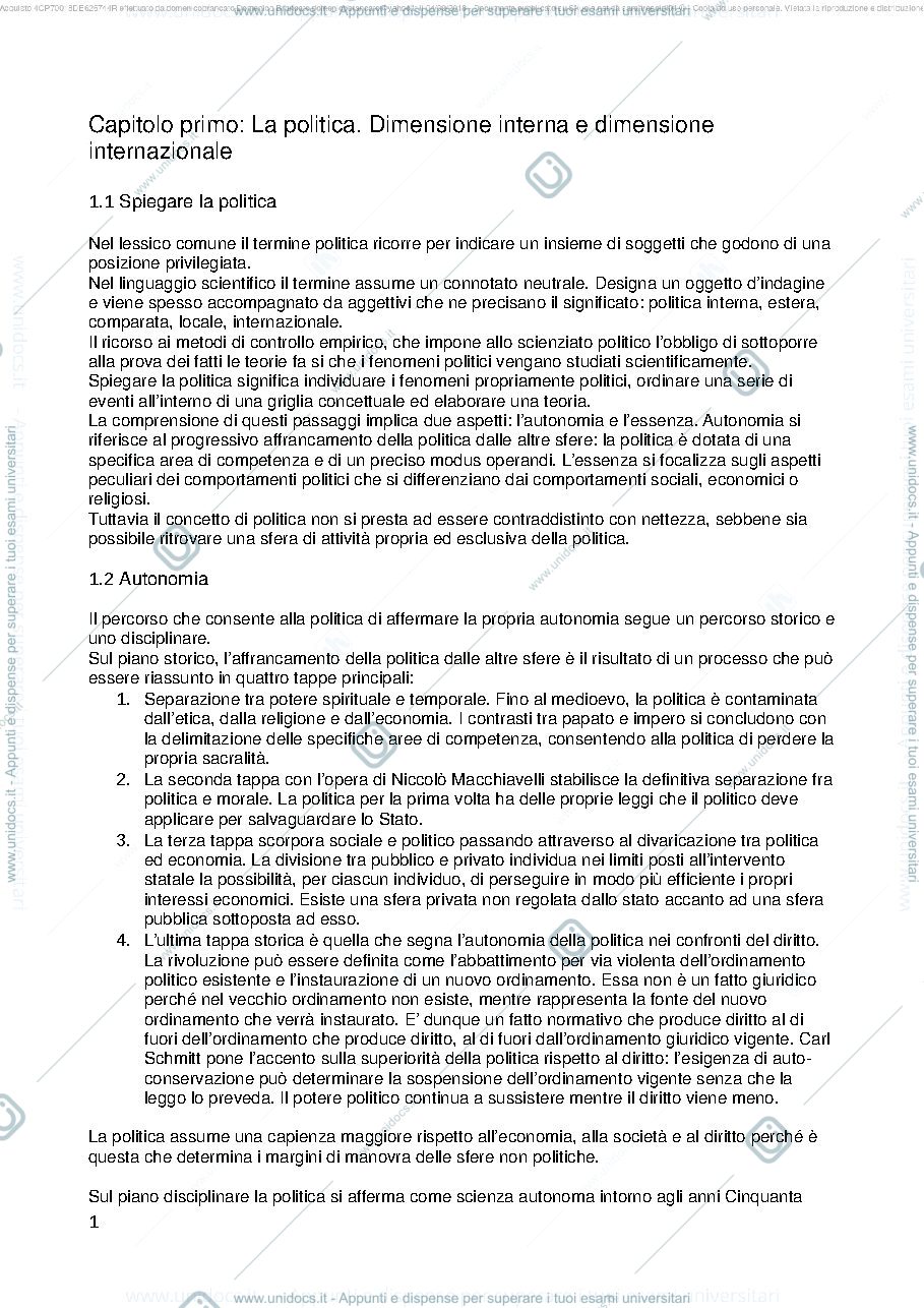Anteprima pagina 1 — Appunti Scienza Politica Palano