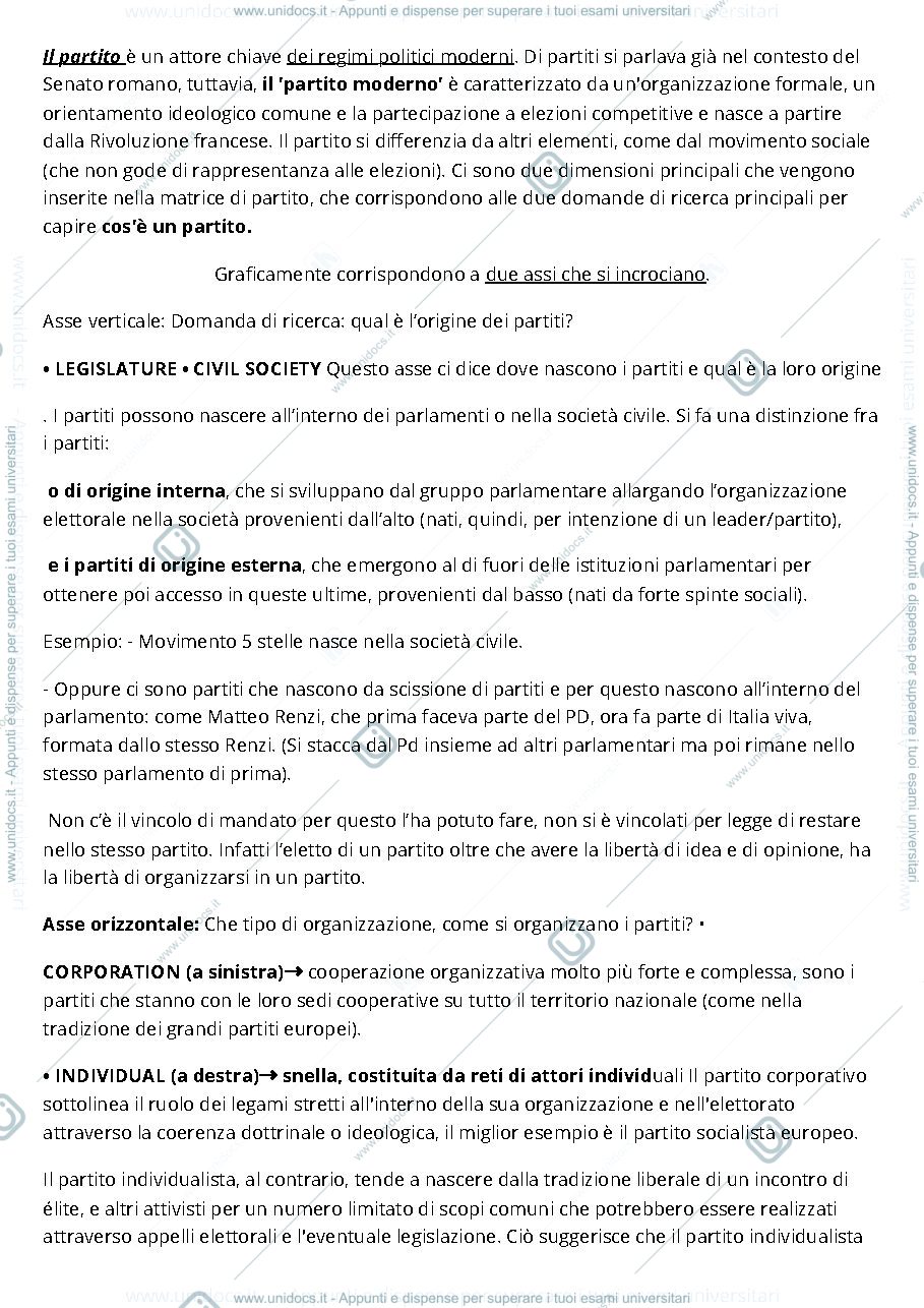 Anteprima pagina 1 — Matrice di partito tradizionale e partito digitale