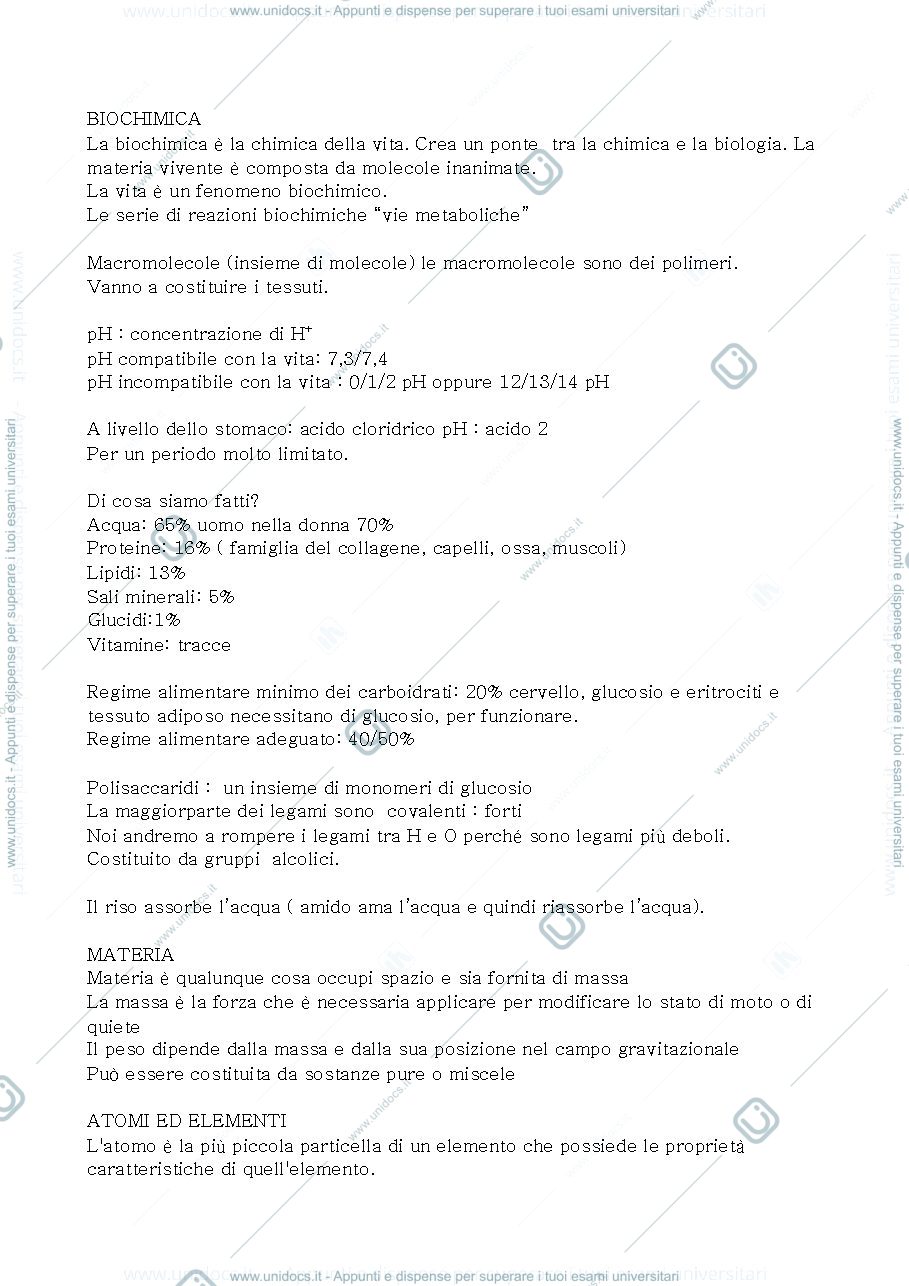 Anteprima pagina 1 — Biochimica 
